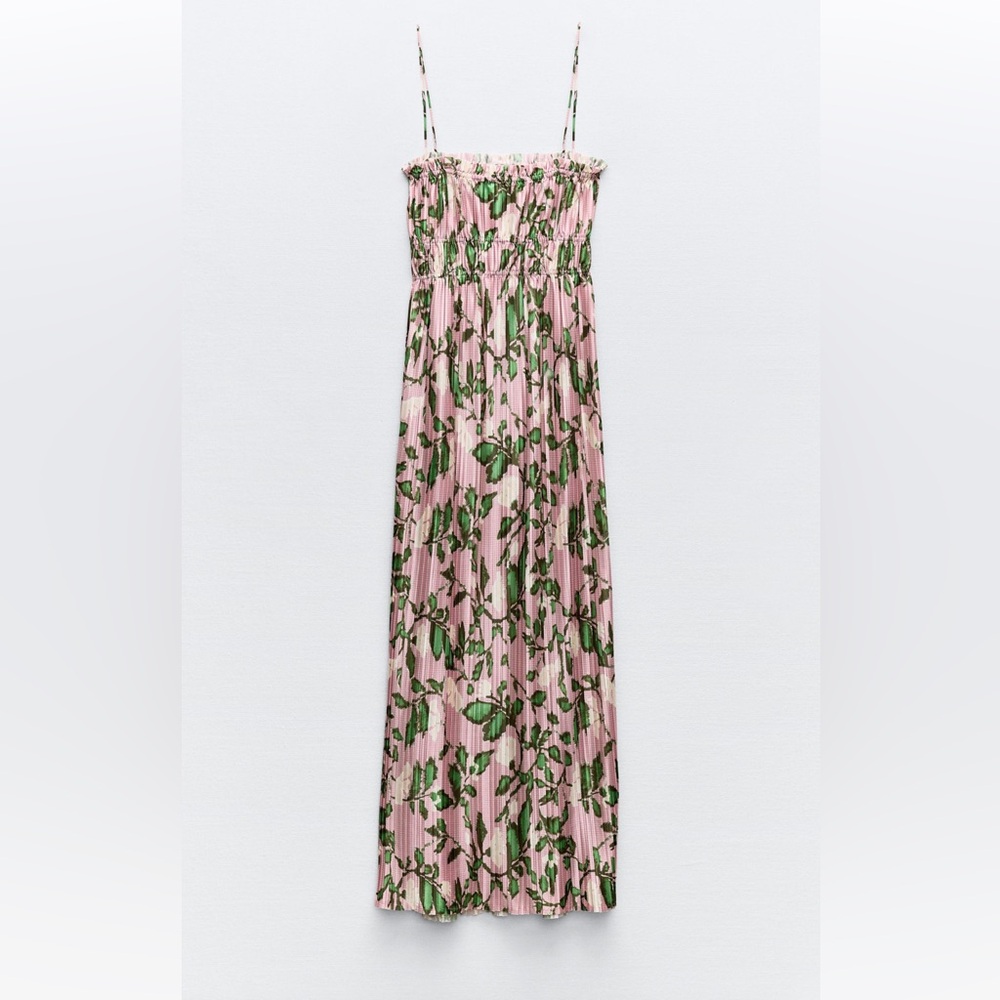 Zara printed pleated Maxi dress